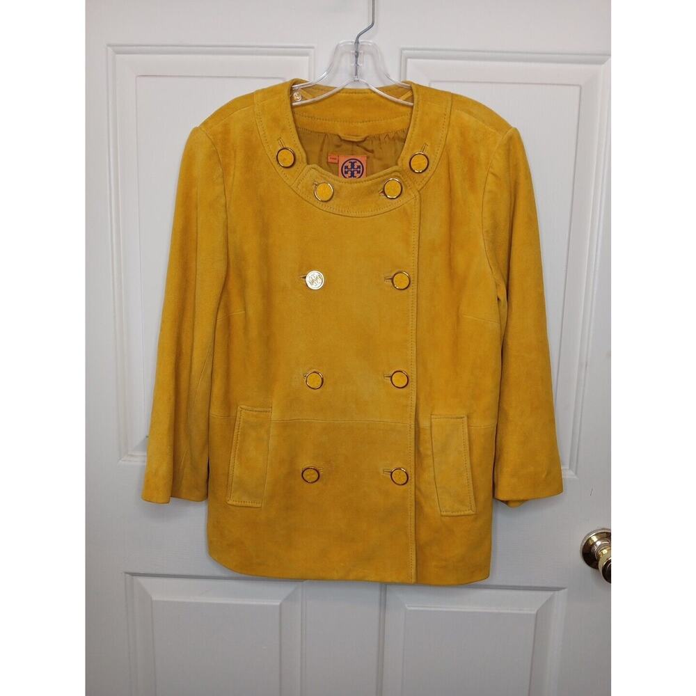 Tory Burch Buttery Soft Leather Evening Jacket Yellow Size 14 EUC